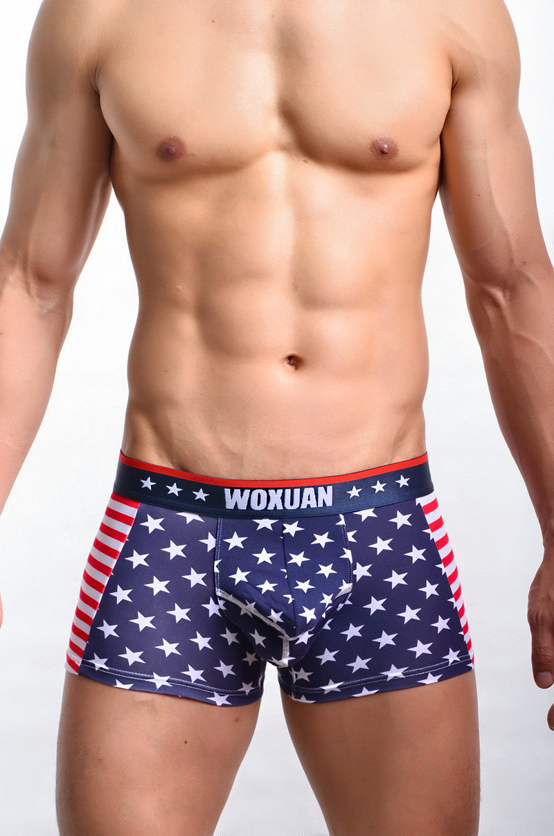 Boxers de canalé con estampado de bandera americana para hombre