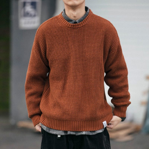 Men's Heavy Knit Loose Solid Color Casual Sweater
