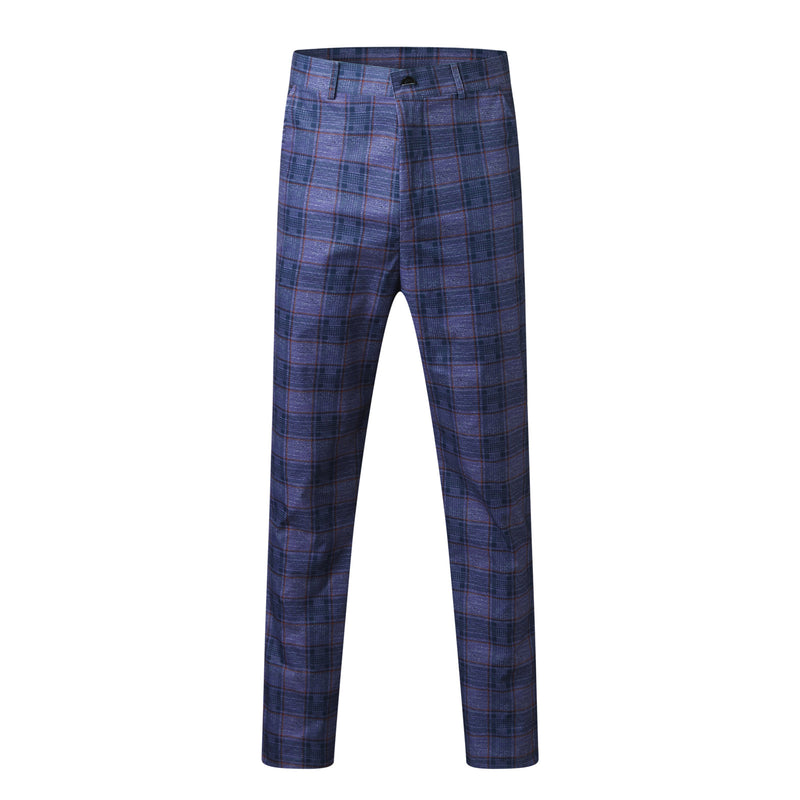 Stretch Slim Fit Pencil Pants Printed Plaid Business Casual Trousers