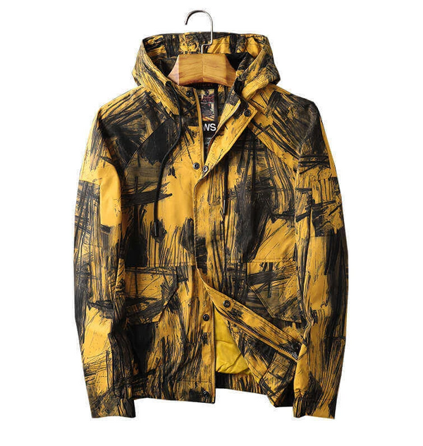 Albert Black Scribbles Hooded Hip Hop Jacket