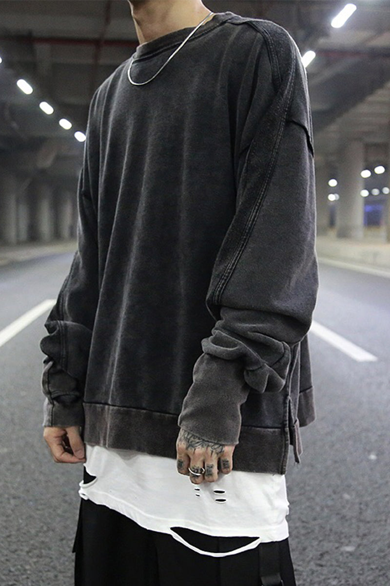 Loose slit sweater men