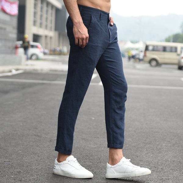 Cotton and linen breathable pants man