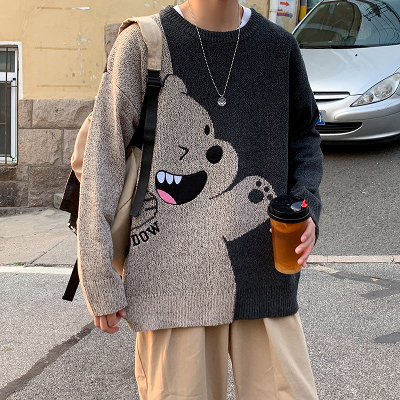 Suéter con fondo de oso con personalidad de tendencia
