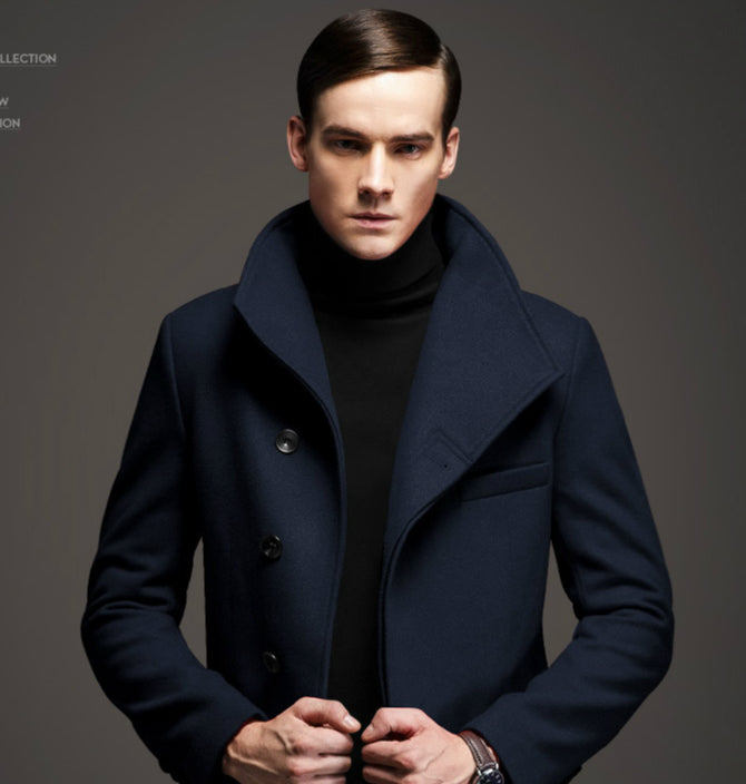 mid-length woolen coat men