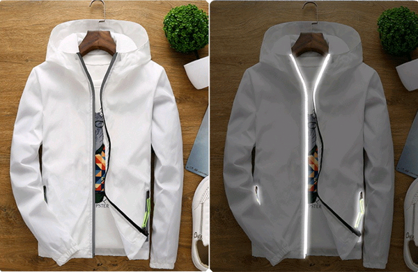 Hooded thin sports slim reflective jacket