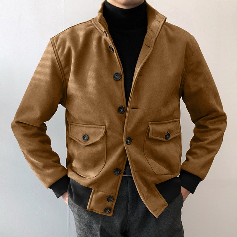 chaqueta delgada de color sólido para hombre