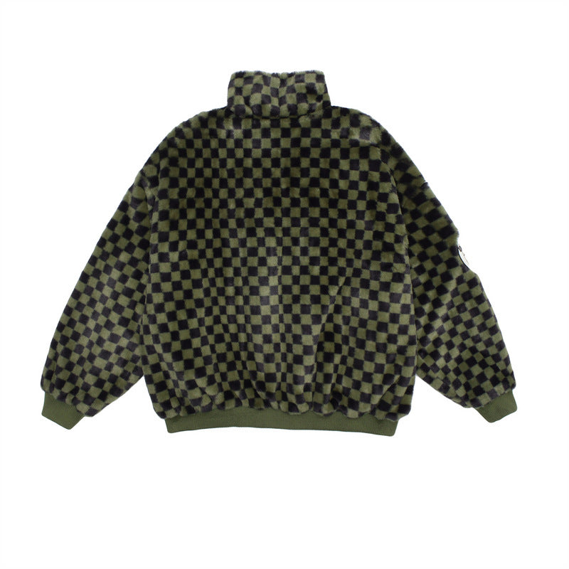 Men's Checkerboard Lamb Plush Coat