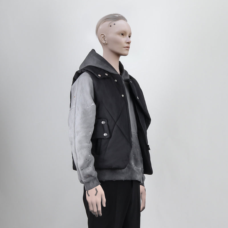 Irregularly Deconstructed Nylon Buckle Cotton jacket