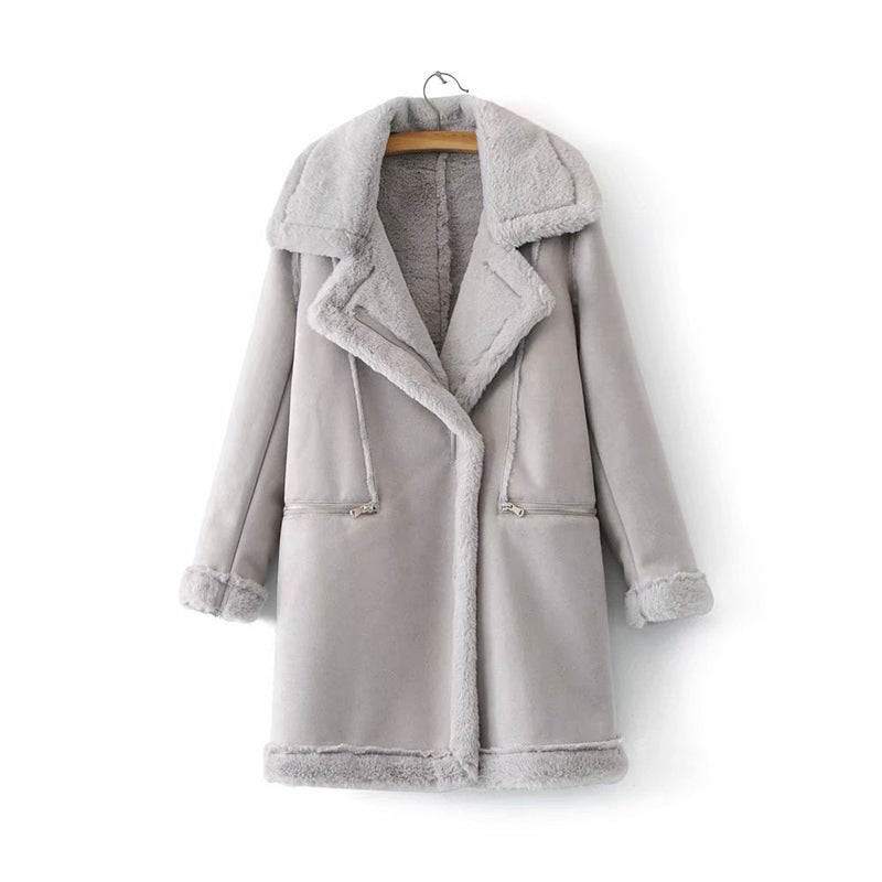 Chaqueta de cuero de gamuza de invierno mujer 