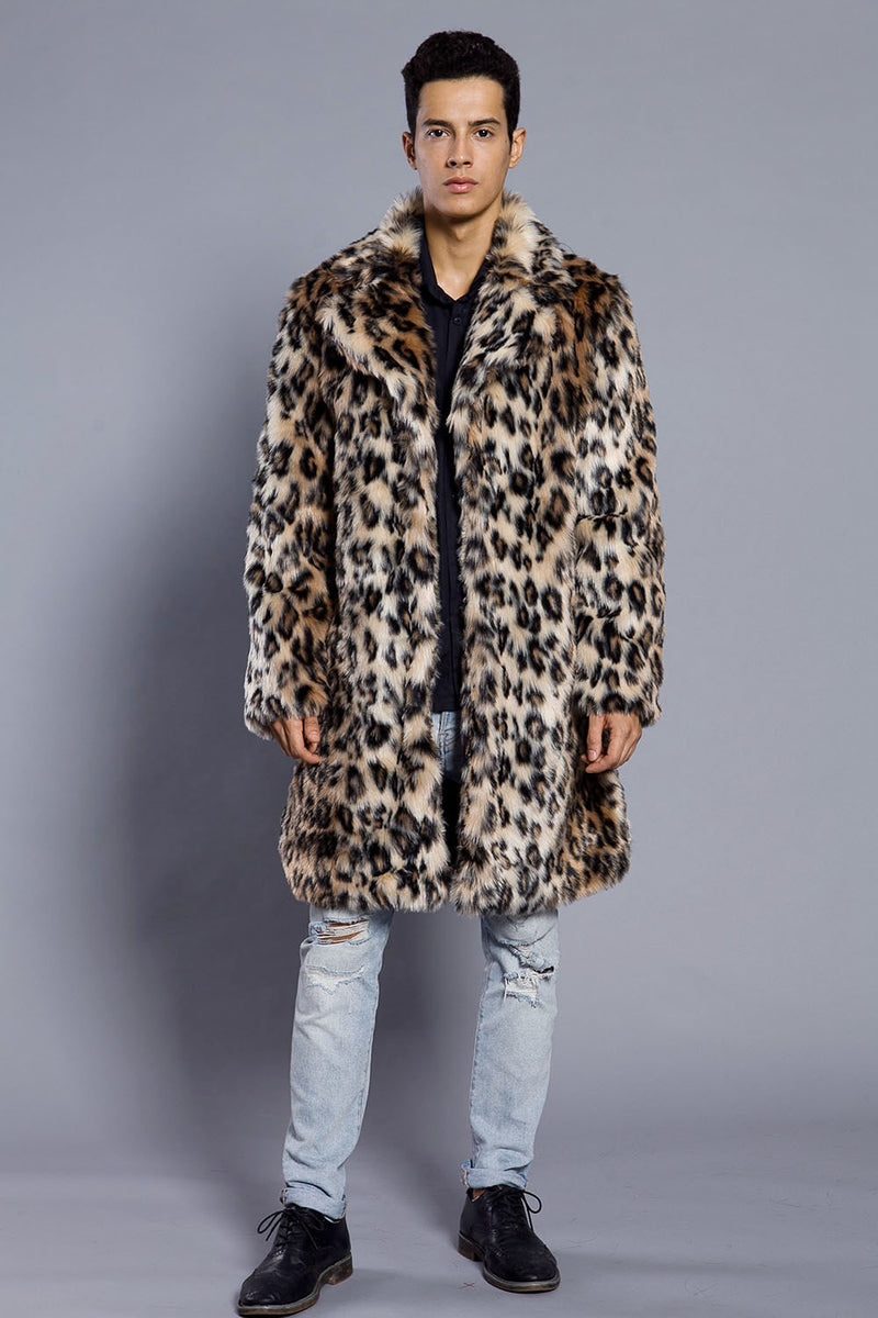 Traje de piel de leopardo para hombre abrigo cálido para hombre 