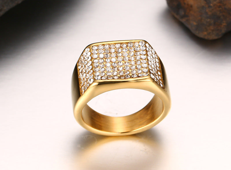 Titanium steel diamond men's ring