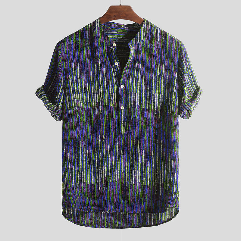 Classic multi-layer vertical stripe printed shirt
