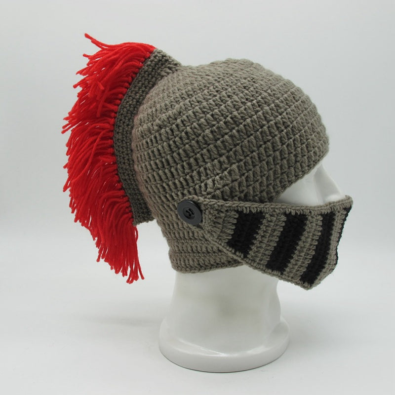 Funny Hat Creative Hand-woven Knight Hat Helmet Shape