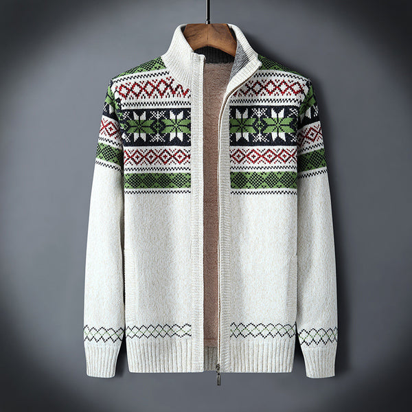 Men's Contrast Color Plus Velvet Sweater Men's Jacket
