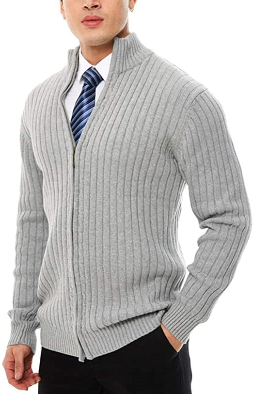 High Collar Cardigan Knitted Sweater