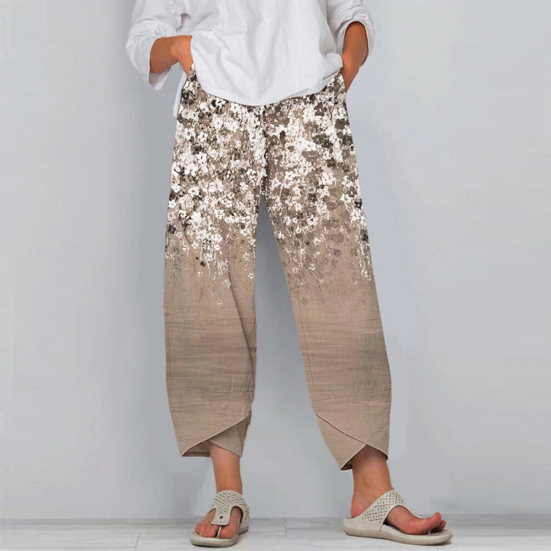 Pantalones casuales deportivos florales pequeños hipster callejeros para mujer