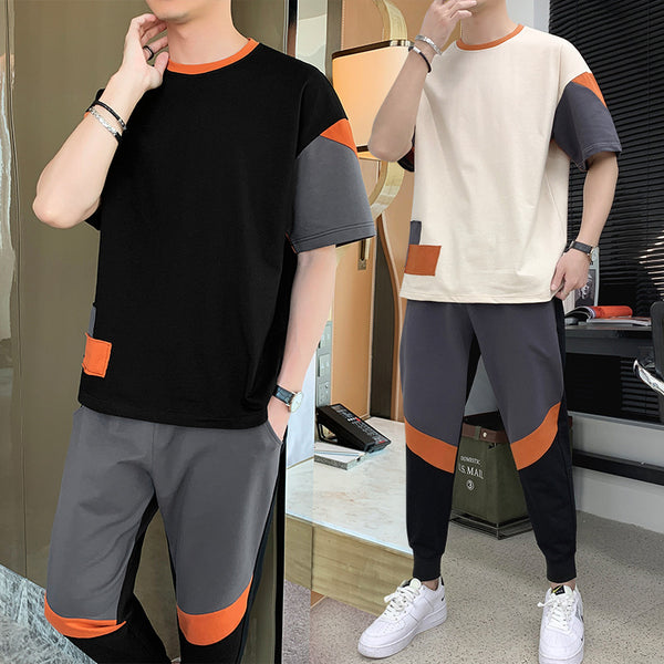 Summer Color Matching Short-sleeved T-shirt Men