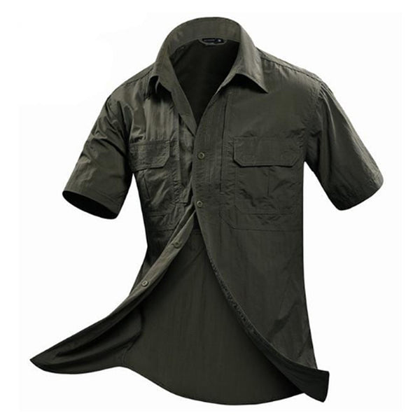 Camisa de hombre de nailon sólido transpirable de secado rápido 