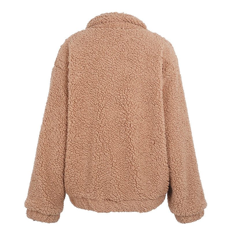 Faux lambswool oversized jacket