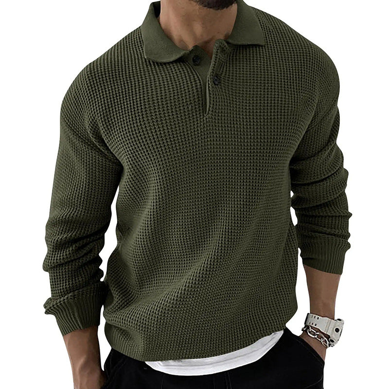 Suéter con cuello polo para hombre moderno y delgado.