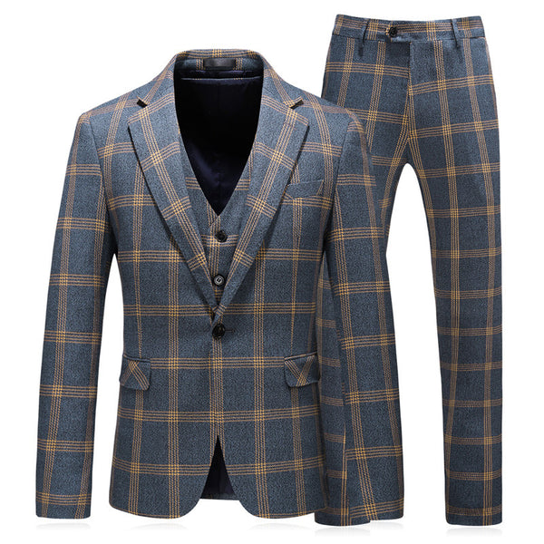 Conjunto de traje de vestir a cuadros de negocios para hombre