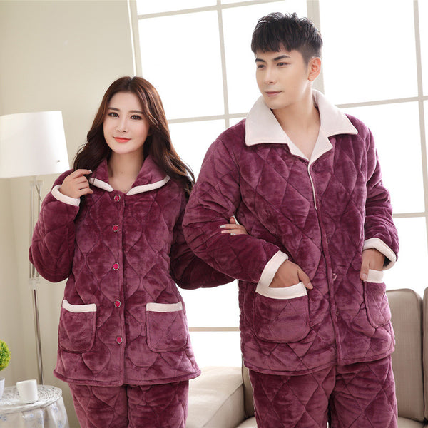 pijamas de algodon morado para hombre y mujer 