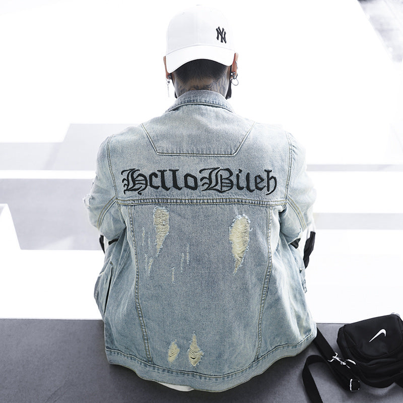 Loose-Embroidered Jean Jacket