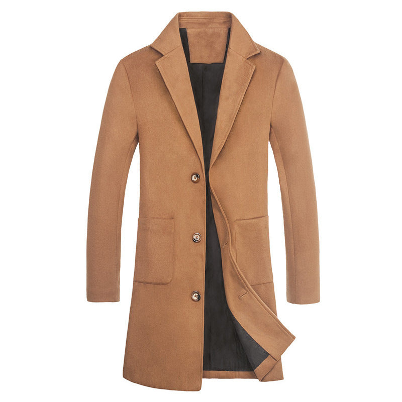 Casual Fashion Solid Color Mid-length Single-breasted trench coat