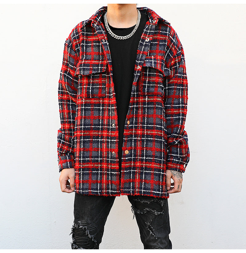 Casual All-match Loose flannel shirt Jacket Men