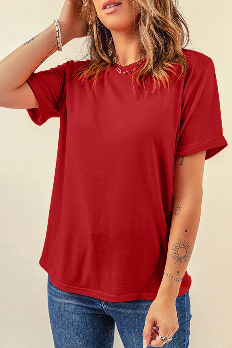 Camiseta de manga corta con puños y cuello redondo