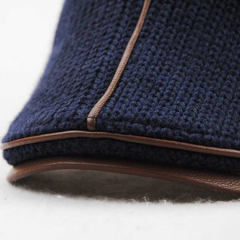 men's winter hat knitting peaked cap thick warm Vintage British leisure peaked cap