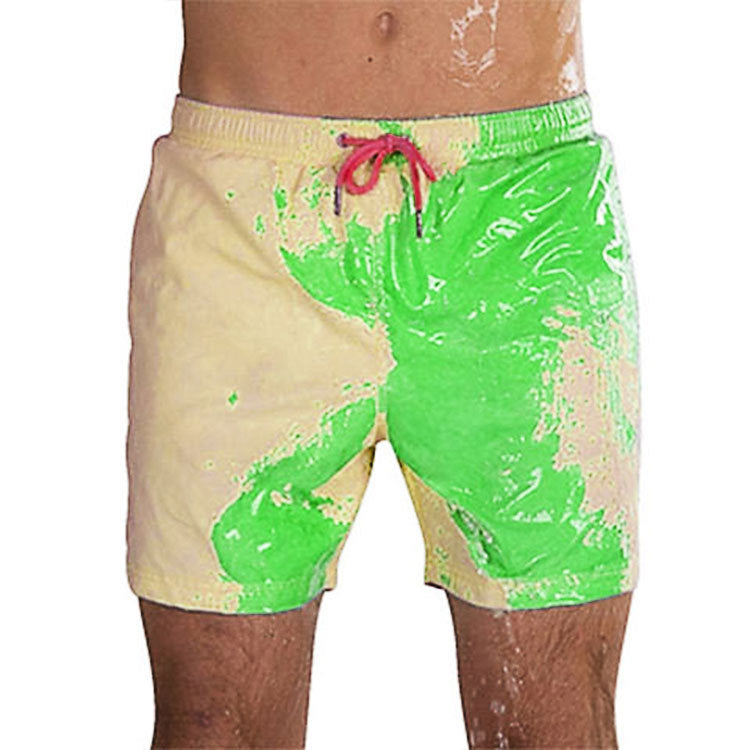 Pantalones cortos de playa mágicos con cambio de Color, bañadores de verano para hombres