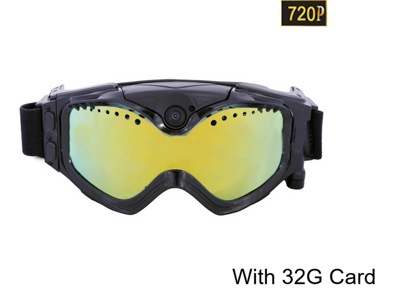 Gafas de sol para esquí, cámara deportiva, lente antivaho doble colorida negra con monitoreo de vídeo de imagen en vivo con tarjeta TF