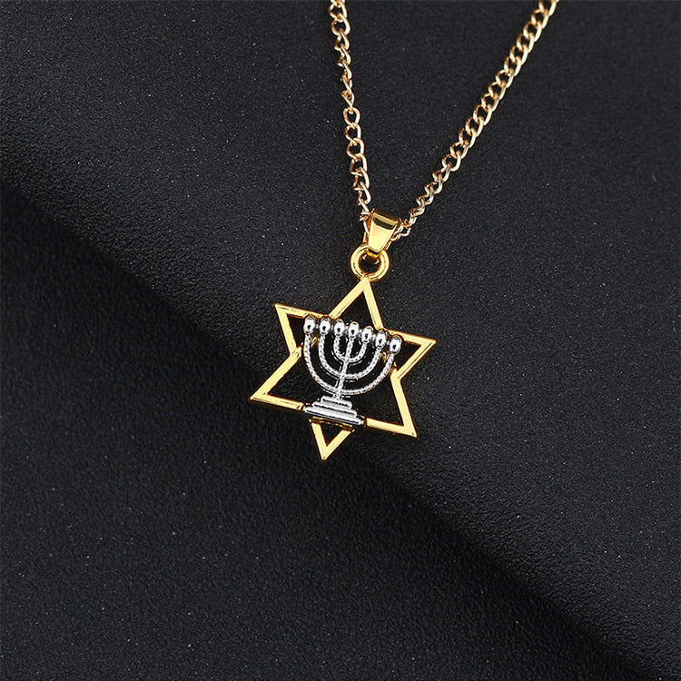Pentagram candle holder necklace