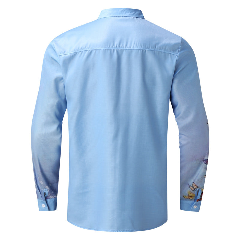 European And American Men's Long-sleeved Shirt Casual Printing