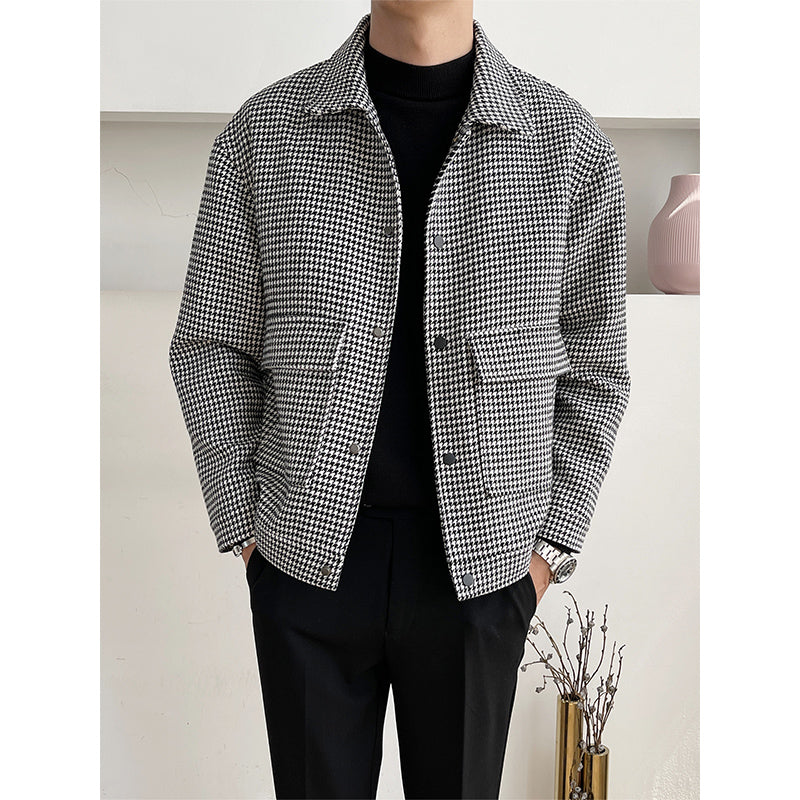 Men's Silhouette Lapel Woolen Casual Loose Jacket