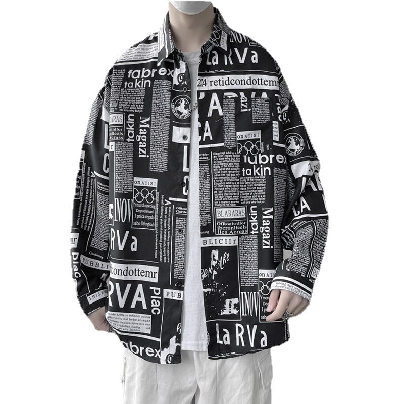 Men's printed Loose Casual Long-sleeved Shirt