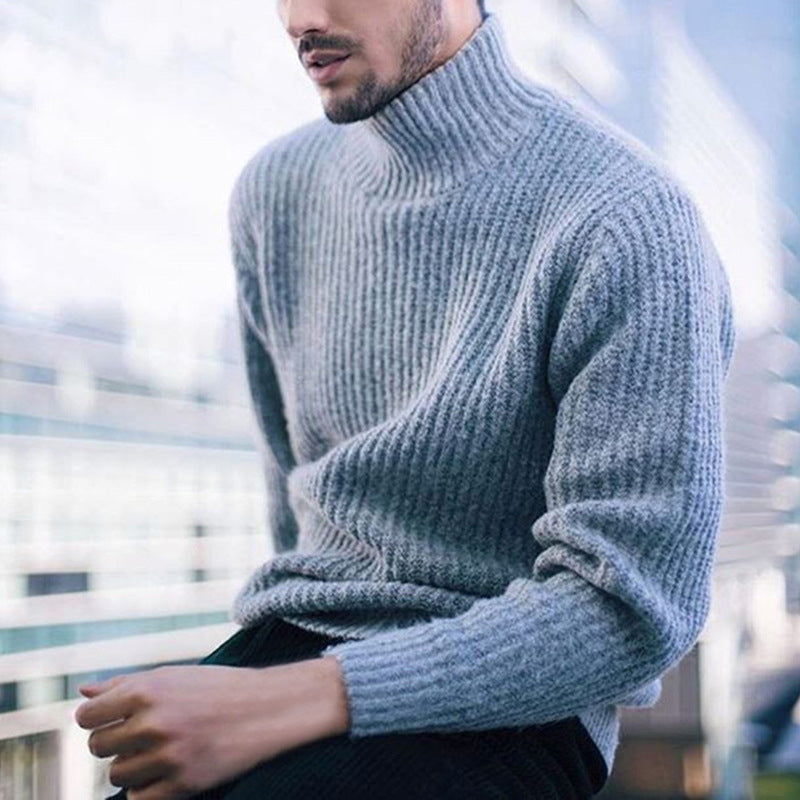 High Neck Long Sleeve Knitted Sweater