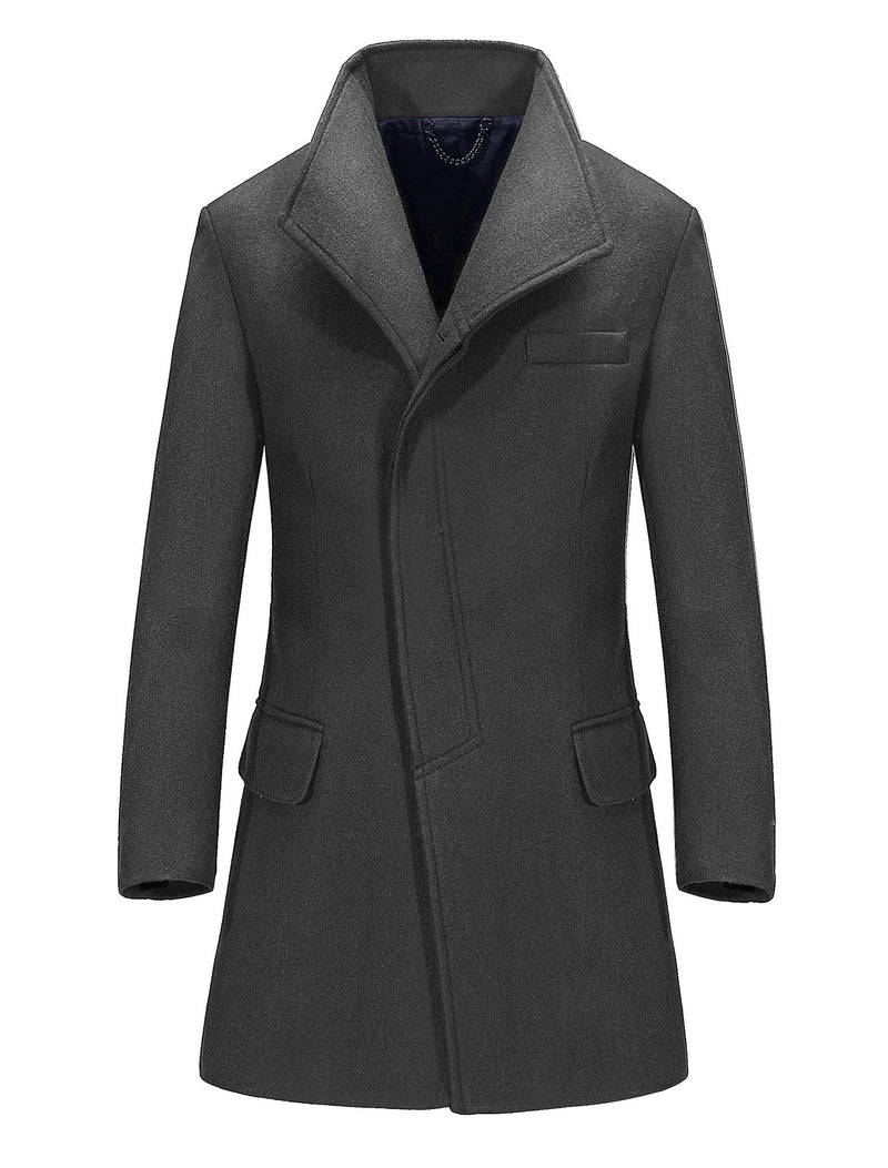 mid-length men's woolen trench coat