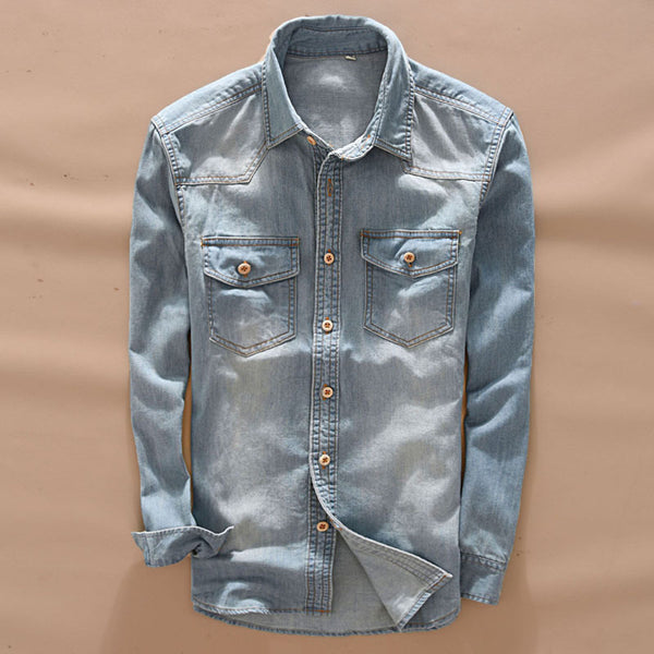 Long-Sleeved Denim Shirt