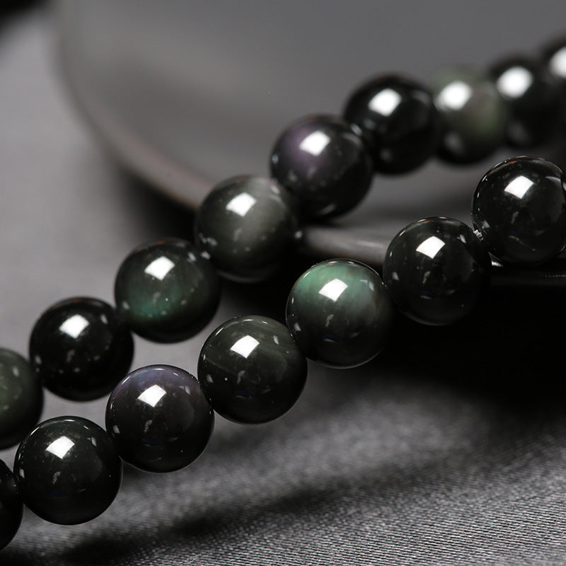 Natural crystal Obsidian couple bracelet