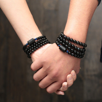 Natural crystal Obsidian couple bracelet