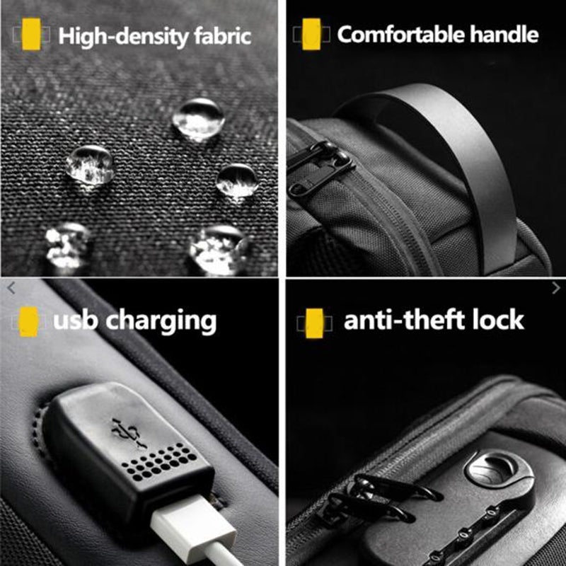 Waterproof USB Anti-theft Bag Men Oxford Crossbody Shoulder Bag
