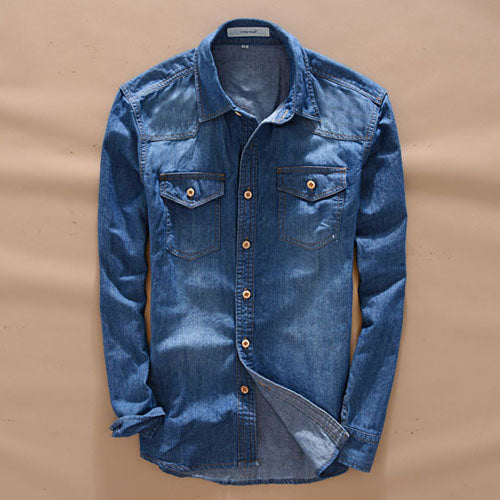 Long-Sleeved Denim Shirt