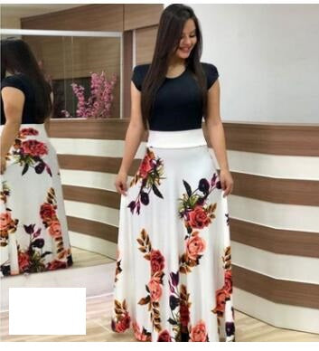 Vestido de falda larga sexy a juego con estampado de flores 