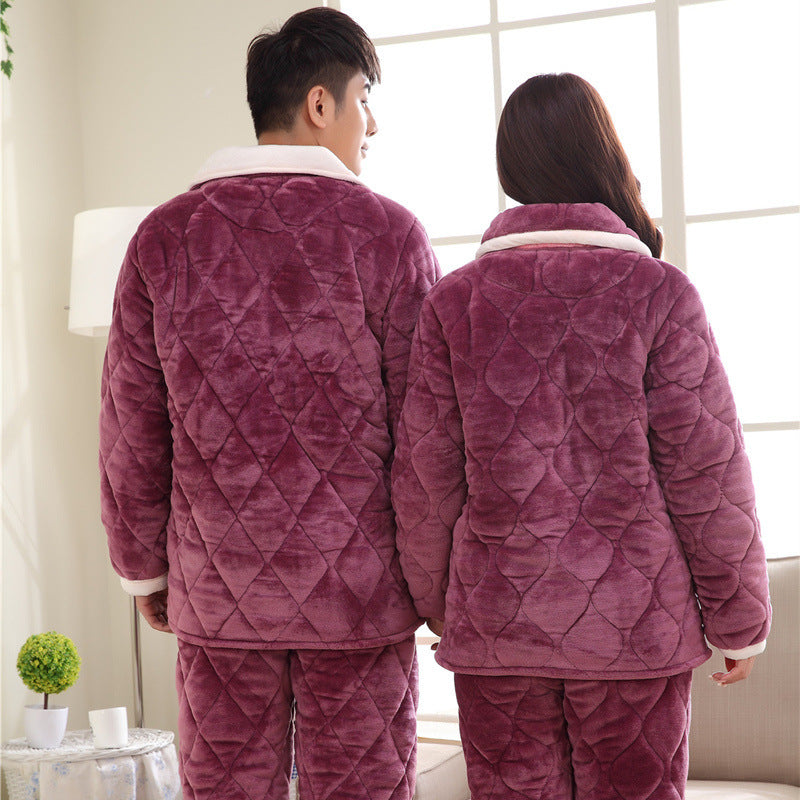 pijamas de algodon morado para hombre y mujer 