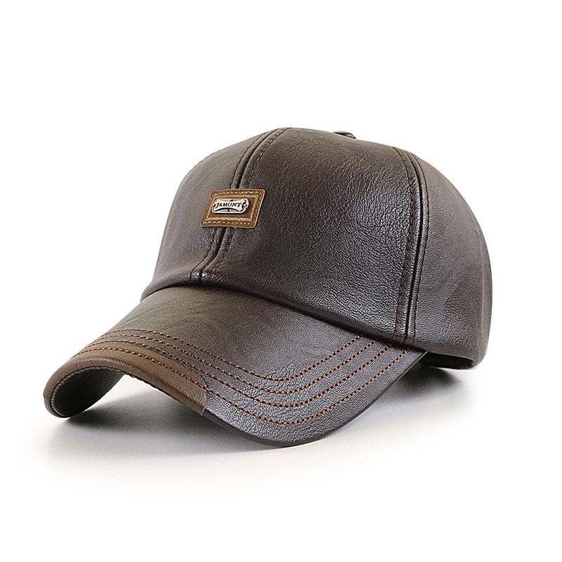 Men's leather baseball cap