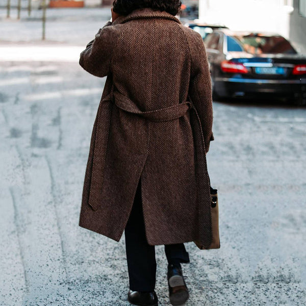 Abrigo largo de lana suelto de color liso para hombre