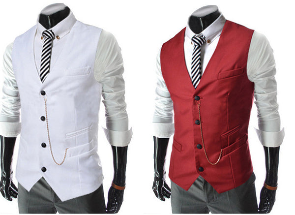 Men's Metal Chain Slim Business Vest Casual Vest