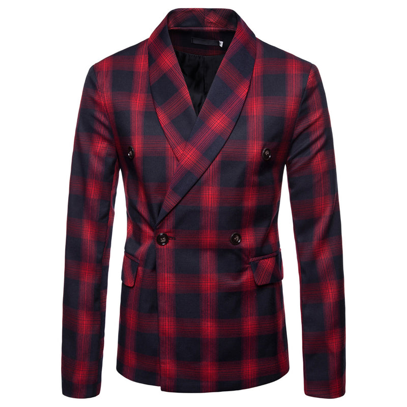 autumn and winter new style men's casual plaid suit jacket